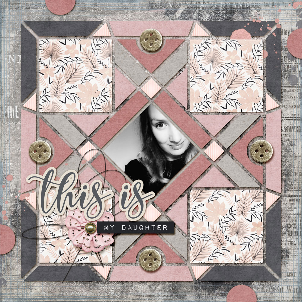 Layout: Felicity Farnsworth Photo: K Farnsworth Tutorial: Selection Cut Out with the Elliptical Marquee Tool by Carla Shute Kit: Joyce Paul, Pieces of Me Template: Lea France, Card Tricks 3