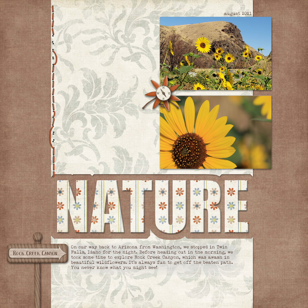 Page & Photos: Val Sleger Tutorial and Template: Broken Word Anchor by Julie Singco Kit: Nature by E.. Kipler (NLA) Fonts: Impact, Aristelle Sans; Lucky Typewriter