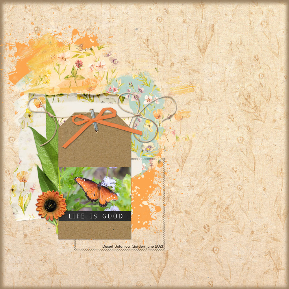 Page & Photo by Carla Shute Tutorial: Photo Tag with the Rectangular Marquee Tool Kits: Great Outdoors: Meadows and A Simple Life by Kristin Cronin-Barrow, tag-dst-digitalscrapper, Autumn Woods by River Rose Designs Fonts: Arcon