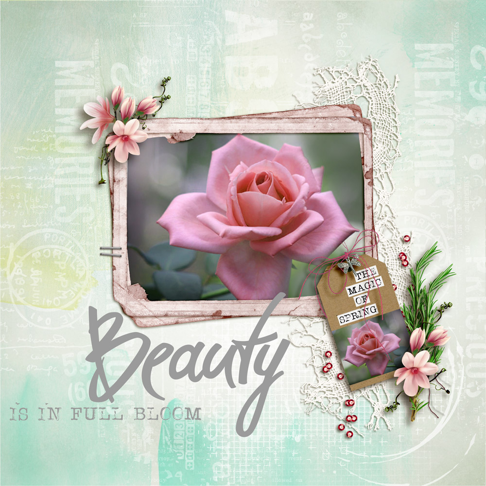 Page & Photos: Vicki Deane Tutorial: Photo Tag with the Rectangular Marquee Tool by Carla Shute Kit: Spring Garden by Tiramisu Design 