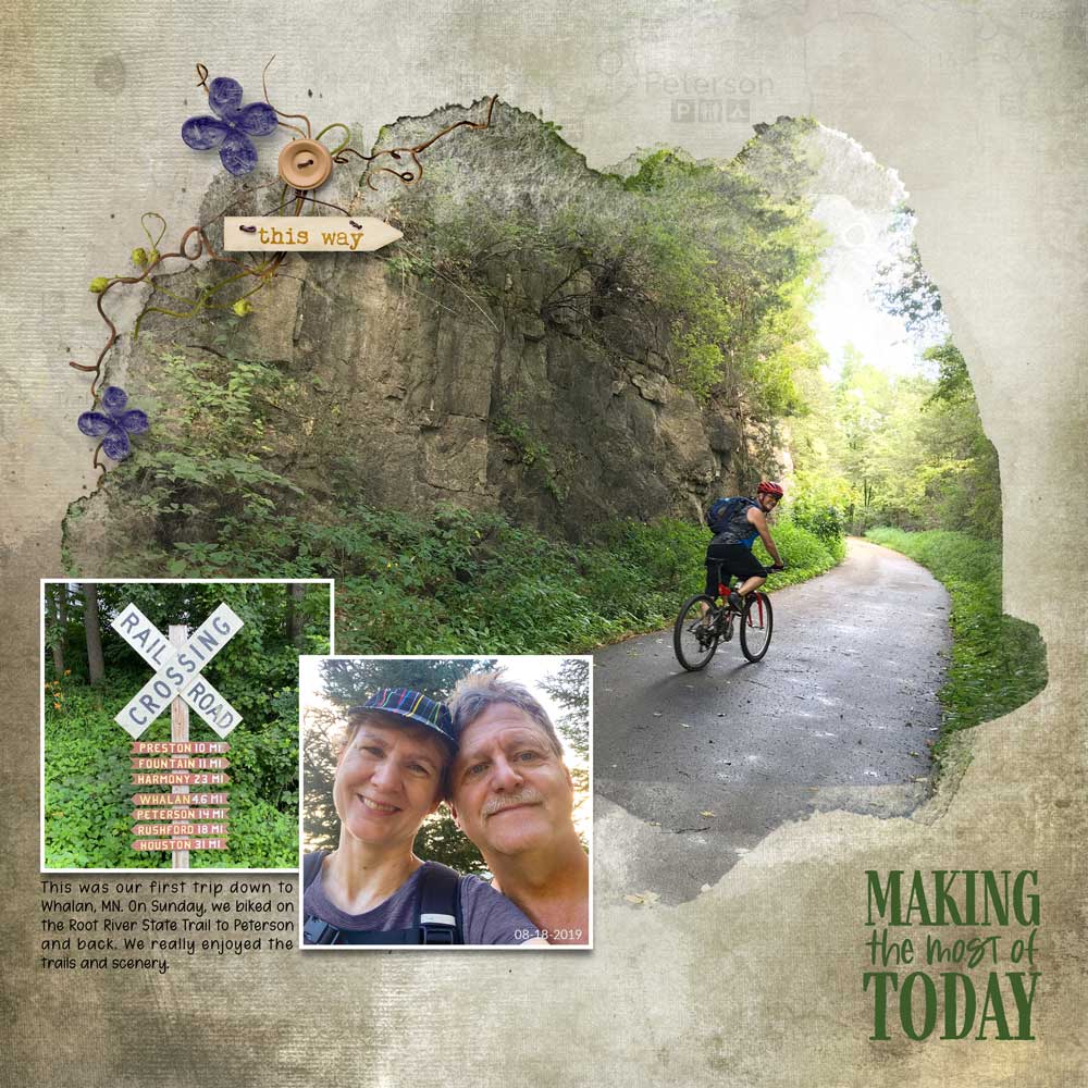 Page & Photos: Lisa Helseth Tutorial: Extracted Word Art with the Magic Wand Tool by Gina Harper Kits: Nature Walk Kit by Palvinka Designs, Frames by Katie Pertiet