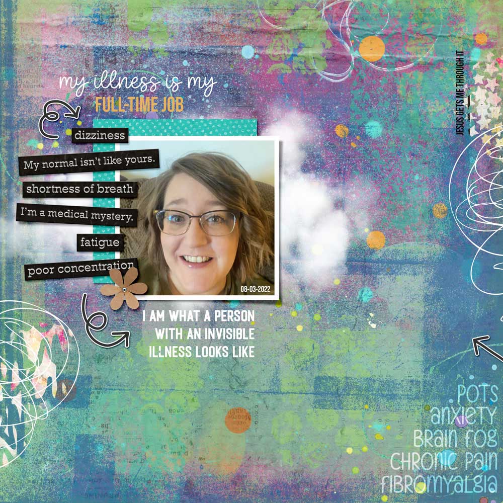 Page & Photos: Jenifer Juris Tutorial: Extracted Word Art with the Magic Wand Tool by Gina Harper Kit(s): My Chronic Life by Clever Monkey Graphics Font(s): Bebas Neue Pro, Baleno Handi