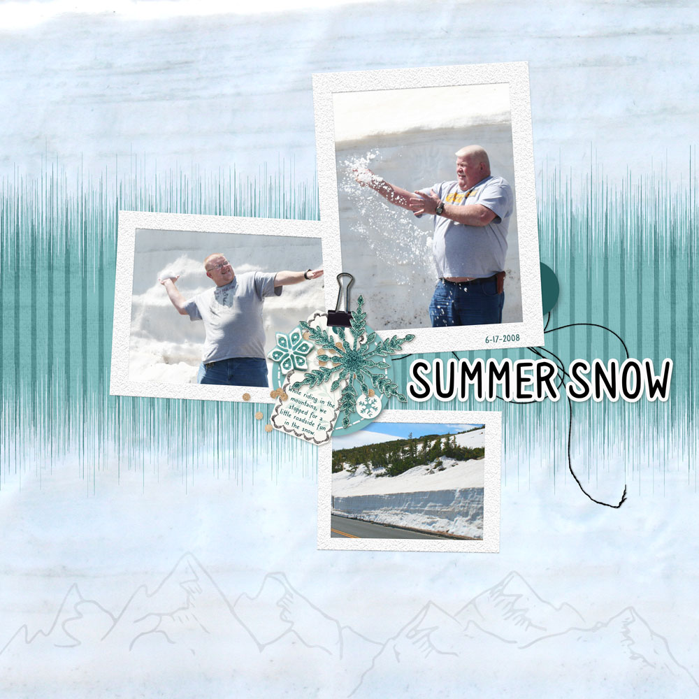 Photos & Page: Summer Snow by Gina HarperTutorial: Spectrogram Anchor with the Wave Filter by Gina Harper Kit: Frozen by Bellisae Font: Caroni 
